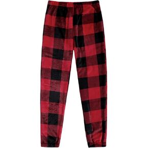Verdusa Women's Buffalo Plaid Print Fuzzy Pajama Pants Loungewear Sleep Pants