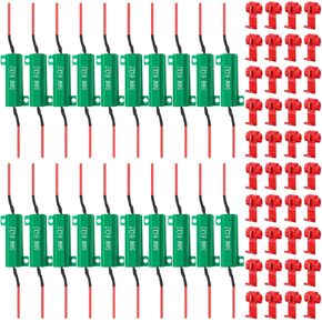 Xuhal 20 Pack 50W 6ohm Load Resistor Turn Signal LED Resistor Kit Fix Fast Flash Blink Error Code Flickering LED Light Resistor for LED Lights Bulb Headlights Tail Light License Plate Lights DRL
