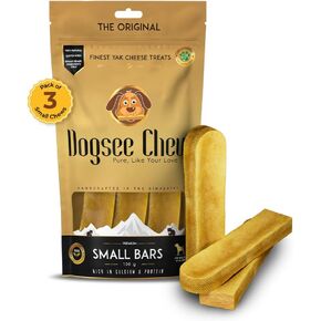 Dogsee Chew Small | 100% Natural Himalayan Yak Chews | Smoke Dried | Long Lasting Healthy Treats for Active Chewers | Helps Fight Plaque & Tartar | (3 Bars)
