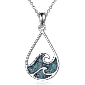 YFN Turtle Necklace Sterling Silver Sea Turtle Pendant Ocean Wave Beach Theme Jewelry Tortoise Gifts for Women Girls in Kuwait