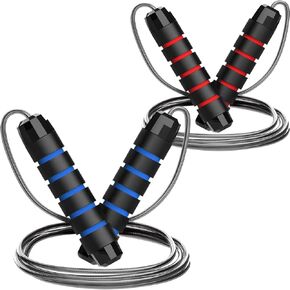 2 Pack Workout Jumping Rope,Adjustable Skipping Rope,Weighted Jump Rope for Men,Jumprope for Fitness Women,Cuerda Para Saltar Ejercicio,Speed Rope,Kids Jump Ropes for 8-12,Adults Boxing Jump Rooe