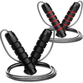 2 حزمة تجريب القفز على الحبل، حبل الطفر قابل للتعديل، حبل القفز المرجح للرجال، jumprope للنساء اللياقة البدنية، Cuerda Para Saltar Ejercicio، حبل السرعة، حبال القفز للأطفال لمدة 8-12، الكبار الملاكمة القفز رو
