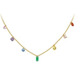 ALRNBY Gold Necklace with Colorful Zircon for Women Christmas Necklace Y2K Choker Jewelry