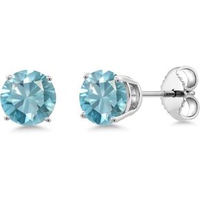 Gem Stone King 925 Sterling Silver White Moissanite Stud Earrings For Women (1.00 Cttw, Round 5MM) in Saudi Arabia