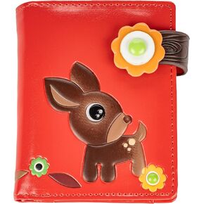 Shag Wear Women's Premium Vegan Clutch Cardholder Wallet Zipper Purse Woodland Forrest, Salmon