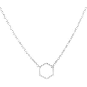 MYANAIL Gold Silver Color Geometric Hexagon Necklace Simple Hollow Hexagon Pendant Jewelry