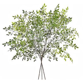 Avoik Artificial Plants 3PCS Faux Greenery Stems, 43.3 Inch Tall Sprigs Leaves Branches Artificial Ficus Twig Green Faux Plastic Plant Stems for Vase Outdoor Indoor Summer Garden Home Decor