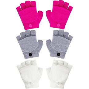 ONESING 3 أزواج من قفازات الأطفال بدون أصابع مع غطاء القفاز قفازات متماسكة قابلة للتحويل للأطفال قفازات بدون أصابع للأولاد والبنات in Kuwait