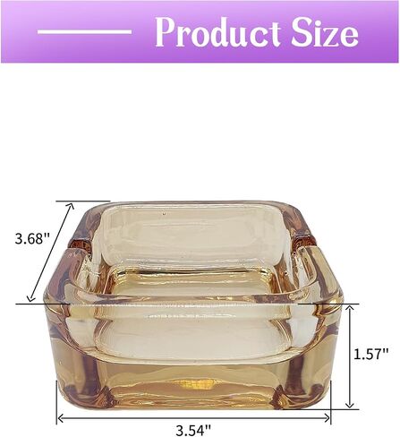 Crystal Glass Ashtray, Qiveno Square Ashtray for Cigarette Cigar, Cute Cool Ashtray Outdoor Indoor Crystal Ashtray for Birthday Gift Christmas Gift(Transparent) in Saudi Arabia