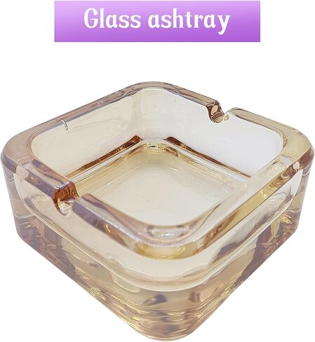 Crystal Glass Ashtray, Qiveno Square Ashtray for Cigarette Cigar, Cute Cool Ashtray Outdoor Indoor Crystal Ashtray for Birthday Gift Christmas Gift(Transparent) in Saudi Arabia