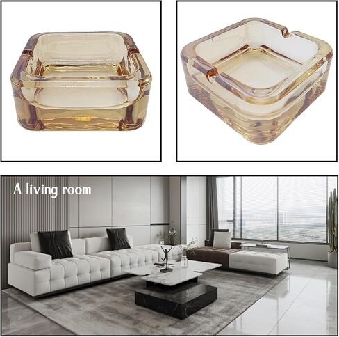 Crystal Glass Ashtray, Qiveno Square Ashtray for Cigarette Cigar, Cute Cool Ashtray Outdoor Indoor Crystal Ashtray for Birthday Gift Christmas Gift(Transparent) in Saudi Arabia