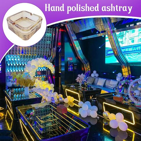 Crystal Glass Ashtray, Qiveno Square Ashtray for Cigarette Cigar, Cute Cool Ashtray Outdoor Indoor Crystal Ashtray for Birthday Gift Christmas Gift(Transparent) in Saudi Arabia