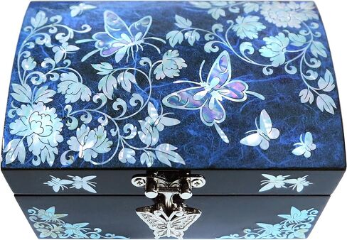 MADDesign Mother of Pearl Lacquered Jewelry Ring Box Butterflies Black in Kuwait