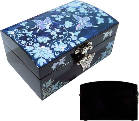 MADDesign Mother of Pearl Lacquered Jewelry Ring Box Butterflies Black in Kuwait