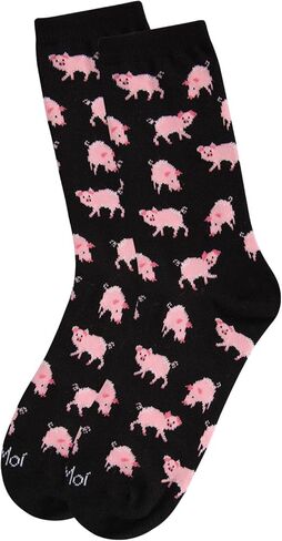 MeMoi Pretty Pigs Bamboo Blend Crew Socks in Saudi Arabia