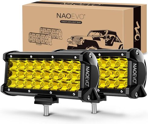 شريط إضاءة LED مقاس 7 بوصات من NAOEVO، مصابيح LED للضباب/القيادة على الطرق الوعرة، مصابيح LED ثلاثية الصفوف بقدرة 50 وات 6000 لومين، مصابيح عمل LED لشاحنة قارب سيارة UTV ATV Jeep، عبوتان (أبيض) in Kuwait