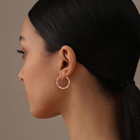 LeCalla 925 Sterling Silver Lightweight Click-Top Oval Anchor Hoop Earrings for Women in Kuwait