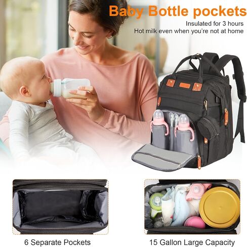Shengmeister Diaper Bag, Baby Essentials, Multi-functional Large-capacity Diaper Bag Backpack, Best Gift for Newborns with Diaper Changing Station, Travel Essentials Diaper Bag Backpack (Pink) in Saudi Arabia