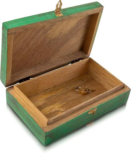 أفكار هدايا عيد ميلاد رائعة، صندوق مجوهرات خشبي مزخرف مصنوع يدويًا، نحت شجرة الحياة وقفل ومفتاح، منظم مجوهرات، صندوق تذكار، صندوق كنز، حامل حلية، صندوق تخزين، صندوق قفل، 8 × 5 بوصات in Kuwait