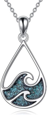 YFN Turtle Necklace Sterling Silver Sea Turtle Pendant Ocean Wave Beach Theme Jewelry Tortoise Gifts for Women Girls in Saudi Arabia