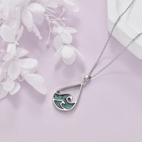 YFN Turtle Necklace Sterling Silver Sea Turtle Pendant Ocean Wave Beach Theme Jewelry Tortoise Gifts for Women Girls in Saudi Arabia