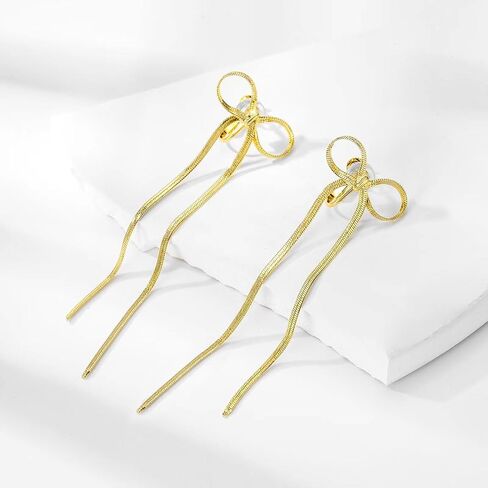 14K Gold Plated Bow Clip On Earrings Ribbon Earrings, Non Pierced Ribbon Bow Stud Earrings for Women Girls in Saudi Arabia