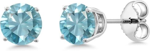 Gem Stone King 925 Sterling Silver White Moissanite Stud Earrings For Women (1.00 Cttw, Round 5MM) in Saudi Arabia
