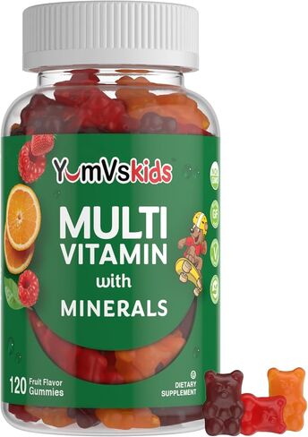 YUM-V's MultiVitamin Chewable Jellies (Gummies) for Kids, Fruit Flavor (60 Ct); Dietary Supplement w/Vitamins & Minerals- Vitamin D 600 IU, Vitamins B12, B6, E, C, A, Zinc, Kosher, Halal, Gluten Free in Saudi Arabia