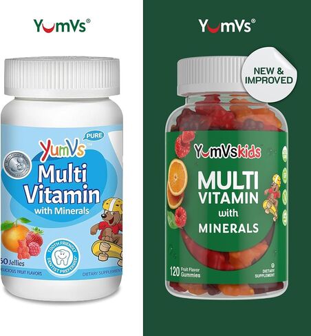 YUM-V's MultiVitamin Chewable Jellies (Gummies) for Kids, Fruit Flavor (60 Ct); Dietary Supplement w/Vitamins & Minerals- Vitamin D 600 IU, Vitamins B12, B6, E, C, A, Zinc, Kosher, Halal, Gluten Free in Saudi Arabia
