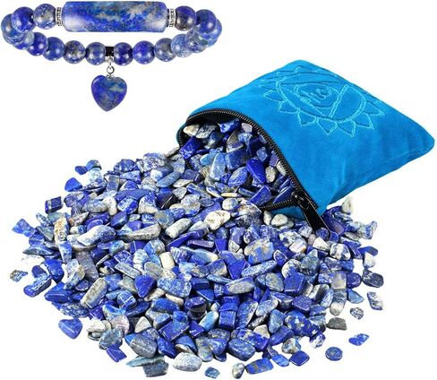 SUNYIK Healing Crystals Chakra Kits Set, Natural Amethyst Tumbled Chip Stone, Crystal Pillow for Healing Reiki, Heart Love Third Eye Chakra Stone Beads Bracelet for Women and Men in Saudi Arabia