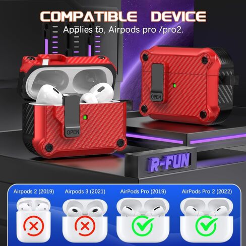 R-FUN for AirPods 4 Case with Lock Magnetic Lid MagSafe, Black in Kuwait