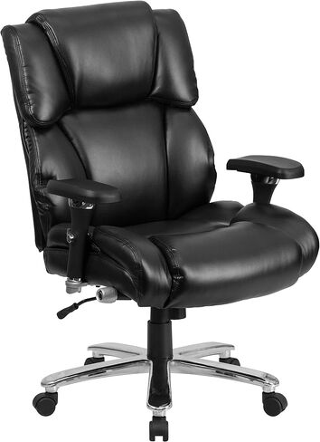 Flash Furniture HERCULES Series 24/7 الاستخدام المكثف كبير وطويل 400 رطل. كرسي مكتب مريح تنفيذي من الجلد الناعم باللون الأسود in Kuwait