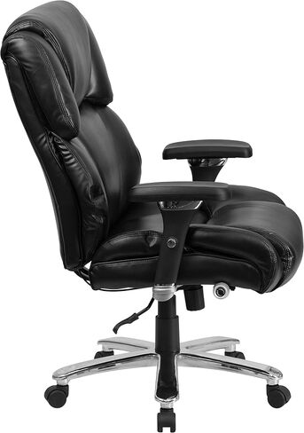 Flash Furniture HERCULES Series 24/7 الاستخدام المكثف كبير وطويل 400 رطل. كرسي مكتب مريح تنفيذي من الجلد الناعم باللون الأسود in Kuwait