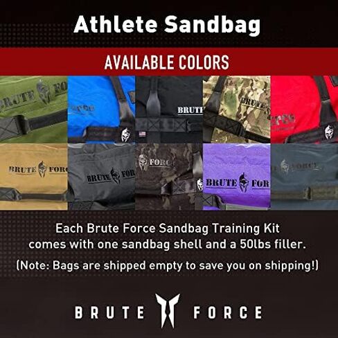 Brute Force Athlete Sandbag, Adjustable, Weighted Heavy Bag, Workout Equipment for Home Gym, Strength Training and Weight Lifting, Sandbags for Working Out, Made in USA, Desert Coyote, 25-75 lbs in Saudi Arabia