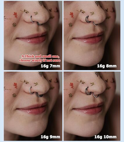 BodyBonita 20G Gold Nose Rings Hoops - 3pcs Surgical Steel Double Hoop Nose Rings Hinged CZ Conch Piercing Jewelry Septum Clicker Lip Rings Cartilage Earring Helix Rook 9mm in Saudi Arabia