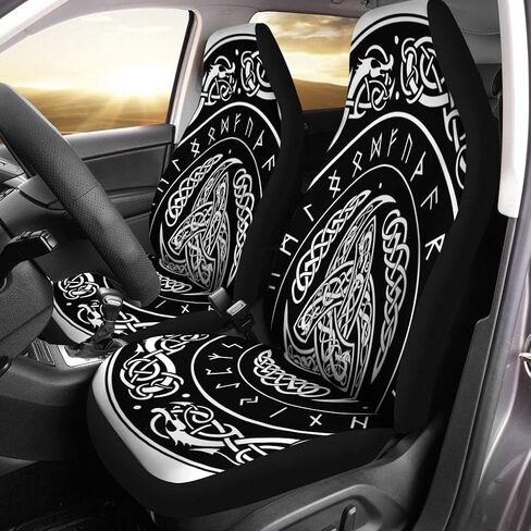 Car Seat Covers Halloween White Spider on Dark Spiderweb Pattern Animals Arachnid Set of 2 Auto Accessories Protectors Car Decor Universal Fit for Car Truck SUV in Saudi Arabia