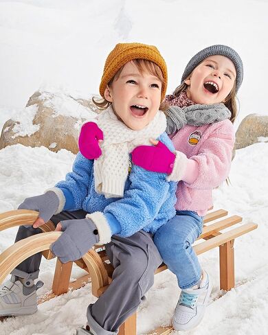 ONESING 3 أزواج من قفازات الأطفال بدون أصابع مع غطاء القفاز قفازات متماسكة قابلة للتحويل للأطفال قفازات بدون أصابع للأولاد والبنات in Kuwait