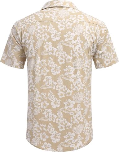 COOFANDY Men Floral Cotton Shirts Front Pocket Short Sleeve Casual Summer Shirts in Saudi Arabia