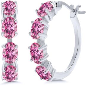 Gem Stone King 925 Sterling Silver Pink Mystic Topaz Earrings For Women (4.00 Cttw, Oval 6X4MM)