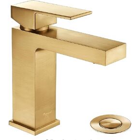 Single Hole Bathroom Faucet Matte Black, Oakland Modern Single Handle Bathroom Faucet Solid Brass Bathroom Sink Faucet Vanity Faucet with Pop up Drain Assembly Supply Line (Black)