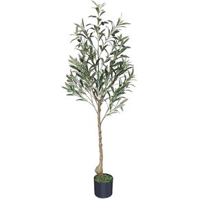 Melli Welli Artificial Olive Tree 6.3 Feet Tall Indoor Fake Olive Tree Faux Olive Silk Tree 75 Inch Large Olive Potted Plant Suitable for Home Decor and Housewarming Gifts 1 Pack