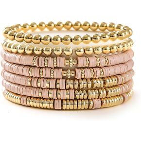 LKingel Gold Bracelet for Women 14K Gold Plated Stackable Bracelet Bracelet Delicate Stackable Gold Bead Bracelet for Girls