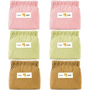 AUGSUN 6Pcs Corduroy Elastic Hair Tie Organizer, Corduroy Elastic Storage Bag, Corduroy Elastic Pouch, Travel Corduroy Makeup Pouch
