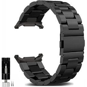 Metal Band Compatible with Galaxy Watch 6 4 Classic Bands 47mm 46mm 43mm 42mm,Watch 7 6 5 4 FE Band 40 44mm, 2 Pack Business Stainless Steel Straps for Galaxy Watch 6 Classic Men Women Black