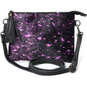 Merbaa cowhide and hair on Pouch bag Genuine cowhide hair on small crossbody Bag with adjustable detachable strap