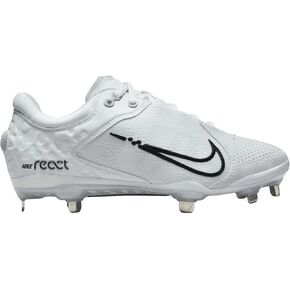 Nike Women's Hyperdiamond 4 Elite Softball Cleats (6.5, White/Pure Platinum/Wolf Grey/Black)