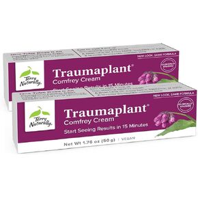 Terry Naturally Traumaplant Comfrey Cream - 1.76 oz, Pack of 2 - Non-Staining Topical Botanical - Free of Toxic Pyrrolizidine Alkaloids (PAs) & Parabens - For External Use Only in Kuwait