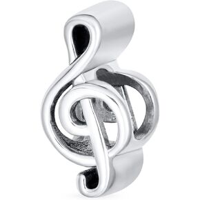 Pink Clear CZ Pave Music Lover Microphone Melody Notes Teacher G Clef Charm Bead For Women Teen .925 Sterling Silver Fits European Bracelet