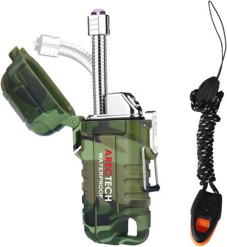 ARECTECH Electric Lighter Rechargeable Arc Lighter, Waterproof Plasma Lighter with Flexible Neck,Windproof Lighter Flameless for Candle Outdoor Camping (Black) in Kuwait