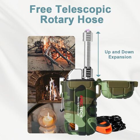 ARECTECH Electric Lighter Rechargeable Arc Lighter, Waterproof Plasma Lighter with Flexible Neck,Windproof Lighter Flameless for Candle Outdoor Camping (Black) in Kuwait